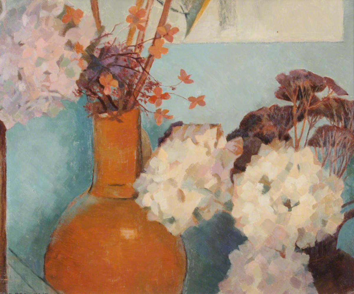 Hydrangeas with Orange Jug