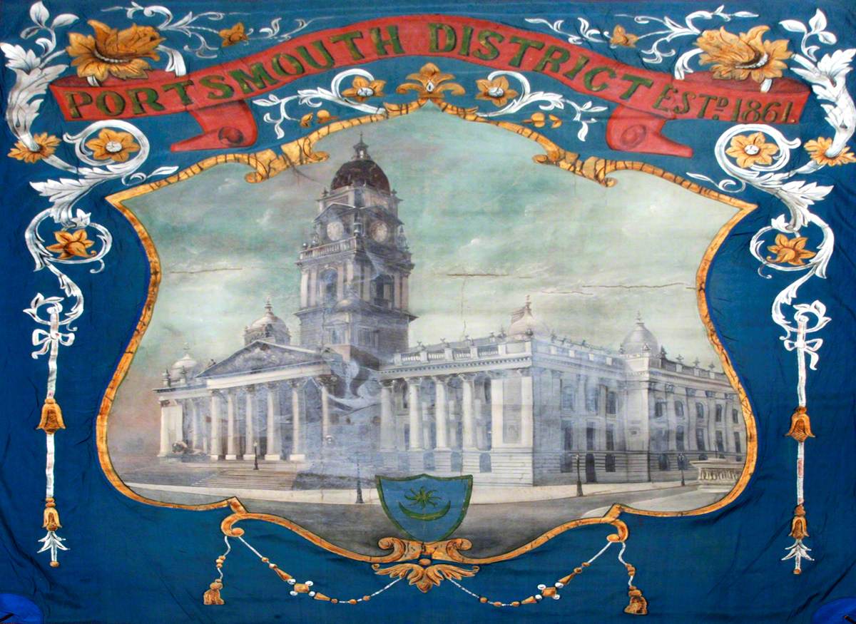 Independent Order of Oddfellows Banner: 'Portsmouth District, Established 1861'