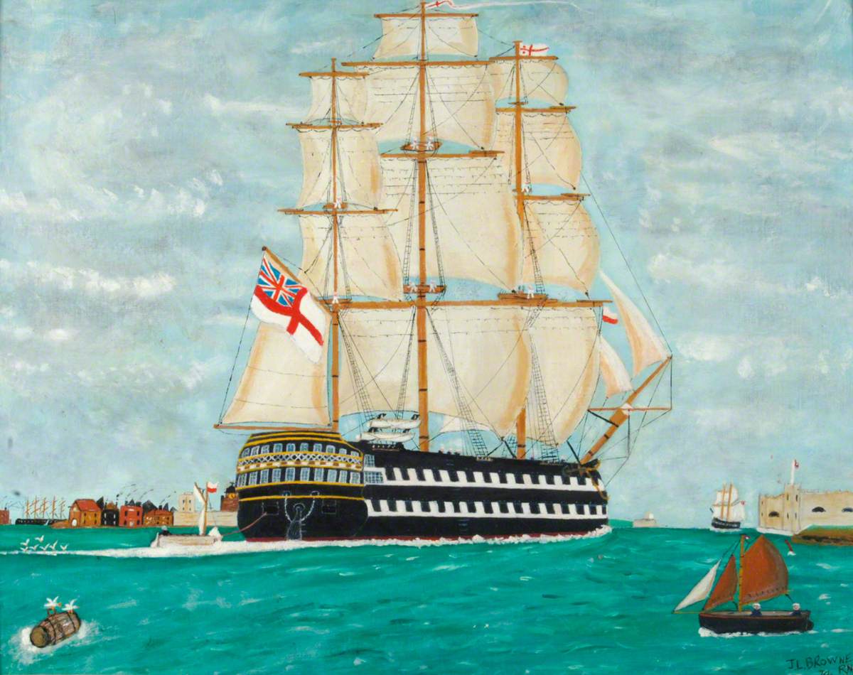 HMS 'Edgar' Leaving Portsmouth under Sail