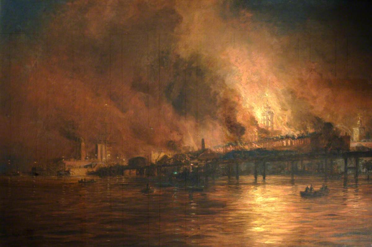 The Burning of the Old Semaphore Tower, Portsmouth, 20 December 1913