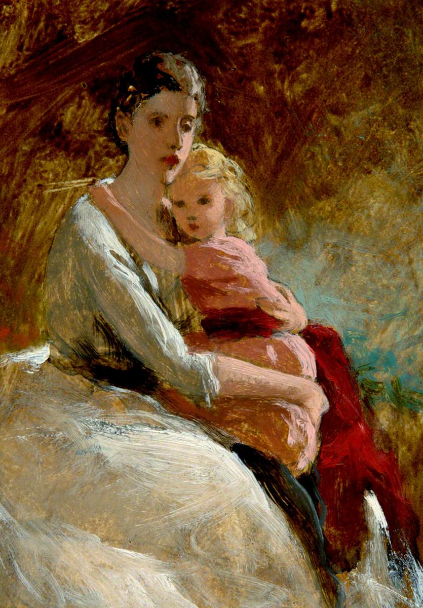 Mother with Child in Pink Dress