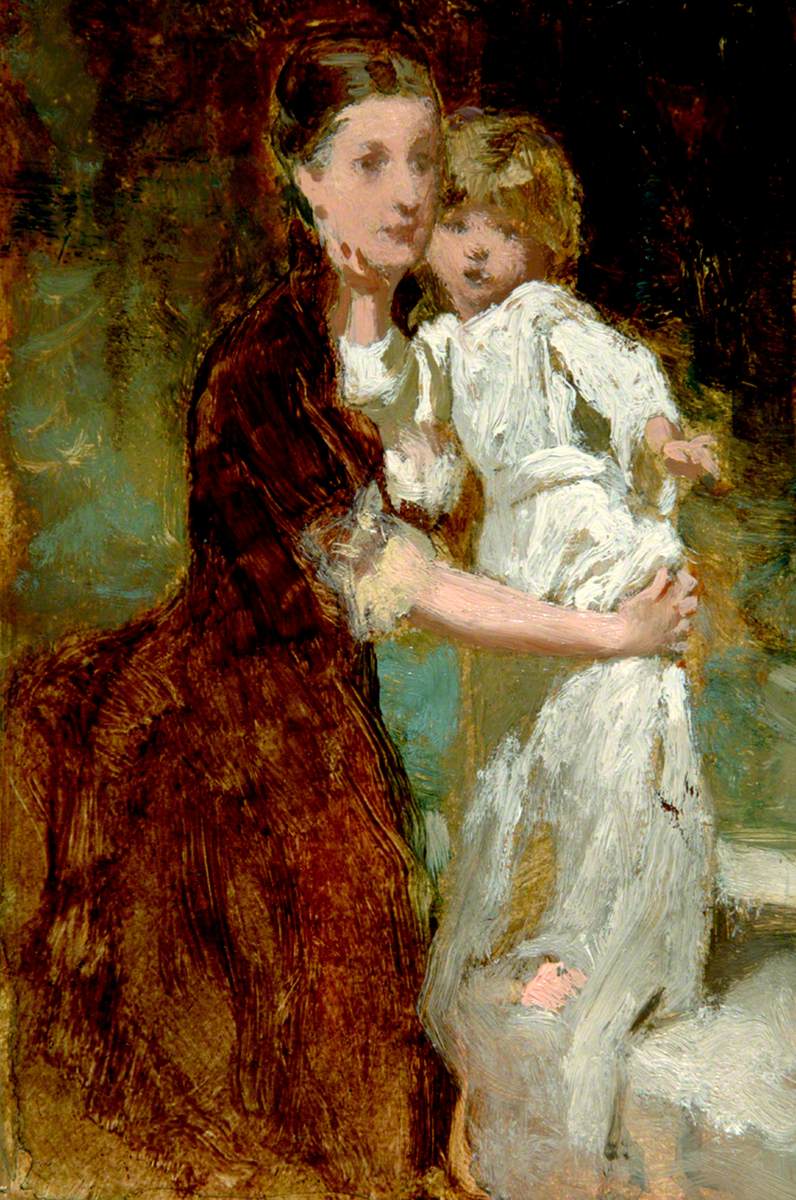 Mother with Child in White Dress