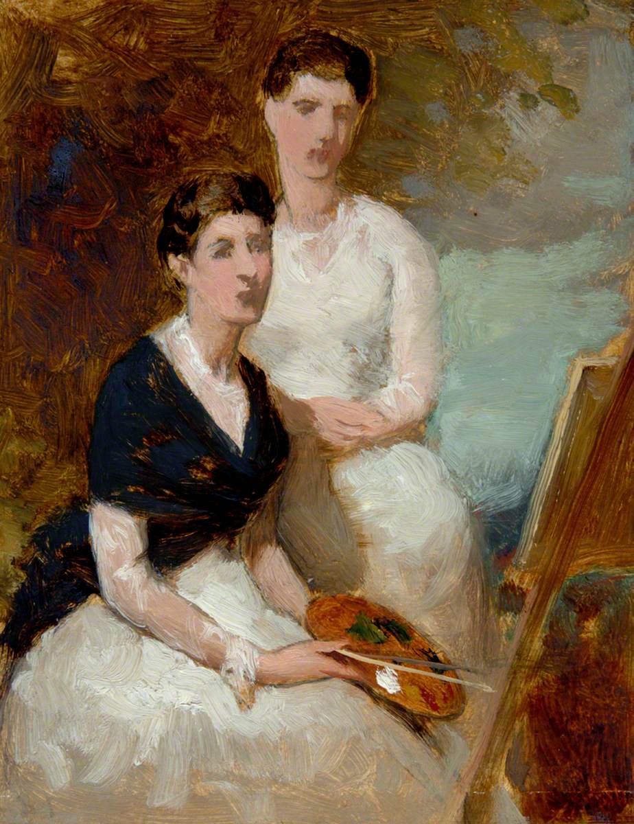 Two Women with Easel and Palette