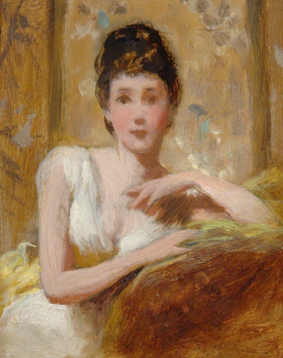Seated Girl in White Dress