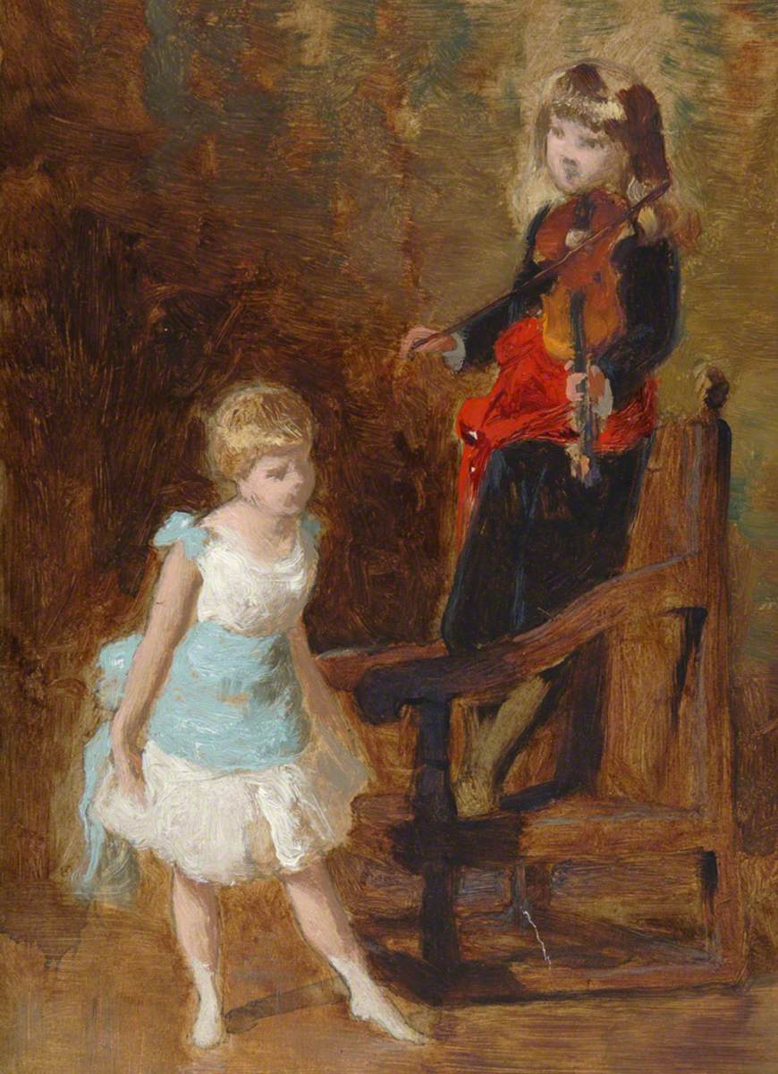 Girl and Boy with Violin