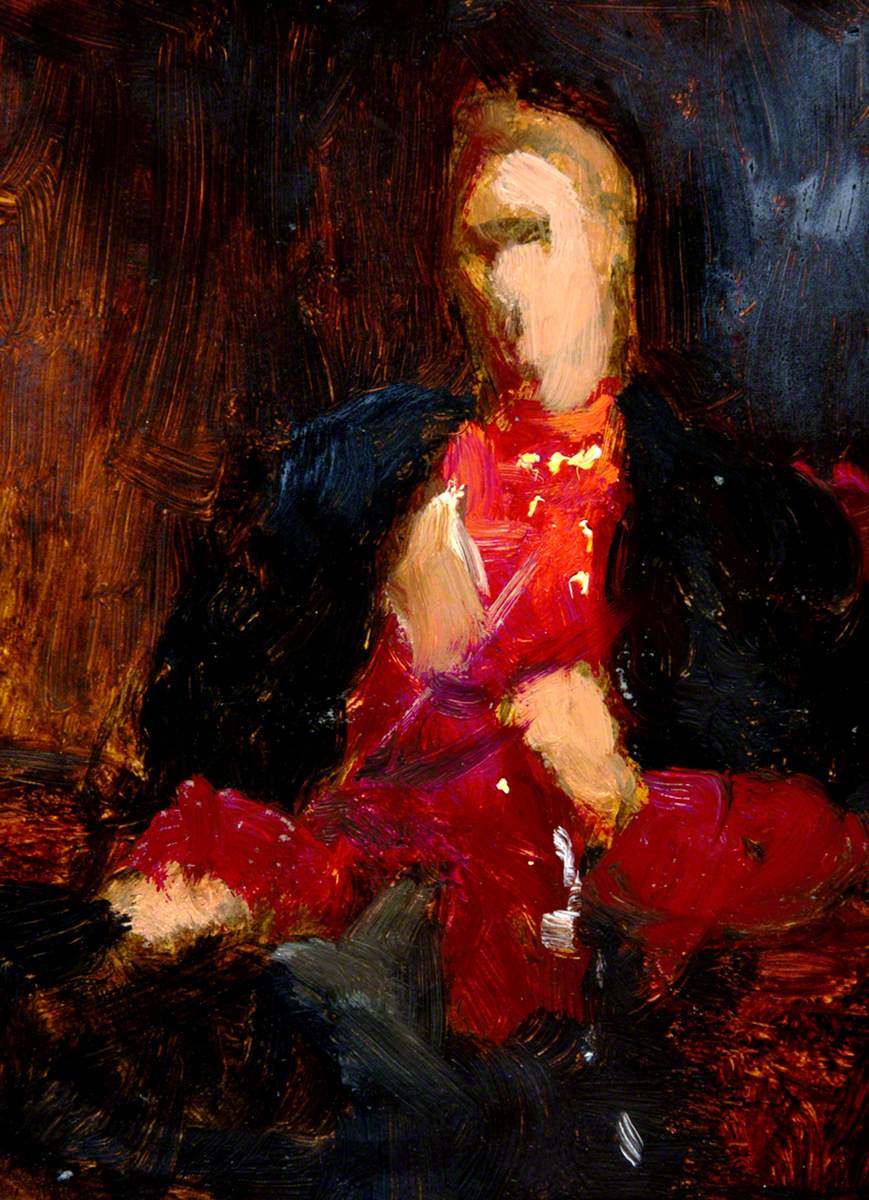 Seated Figure in Red and Black