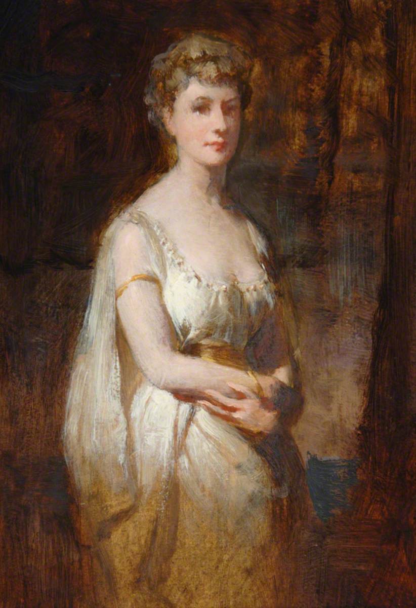 Standing Woman in White Dress