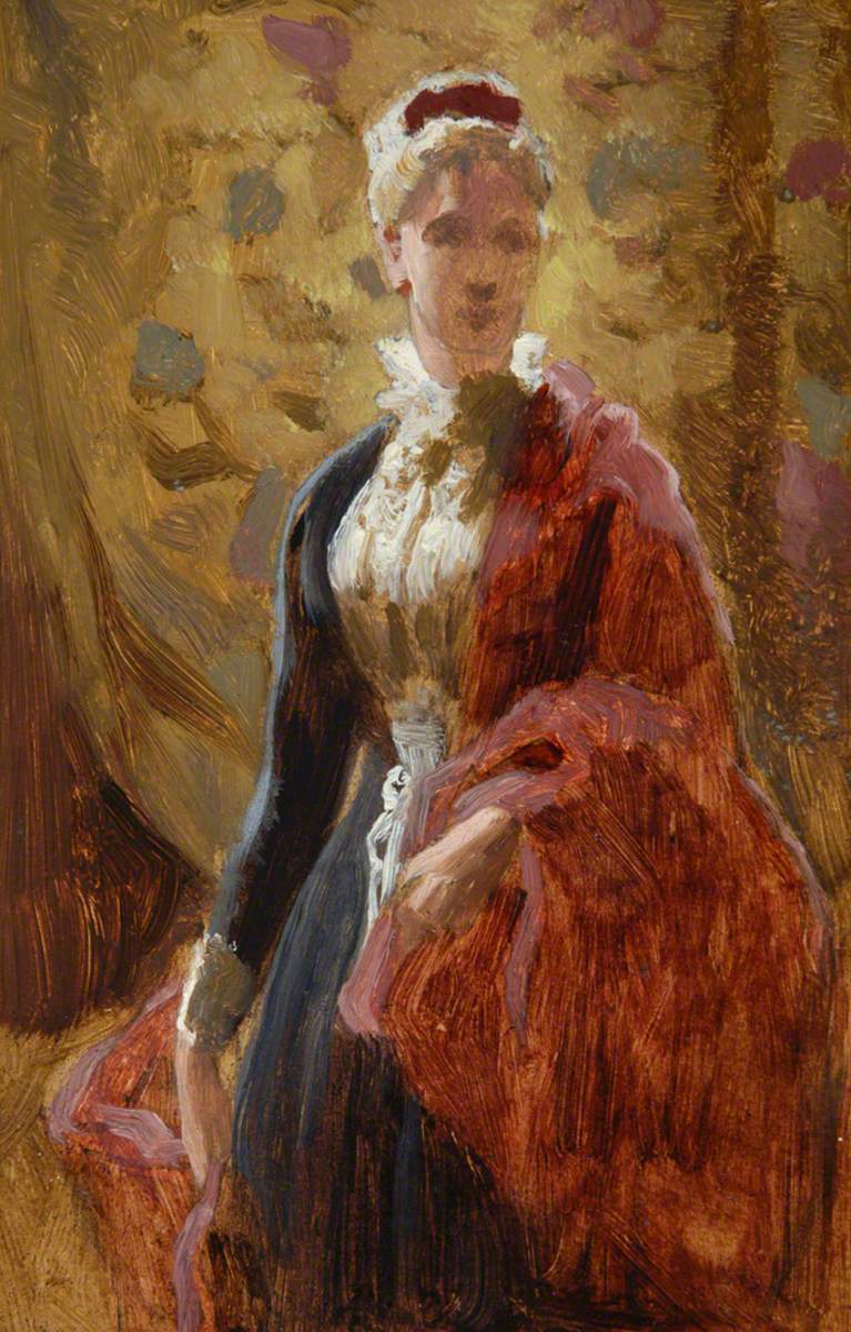 Standing Woman with Red Cloak