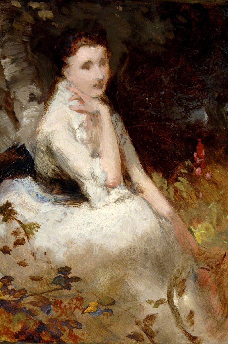 Seated Lady in White Dress