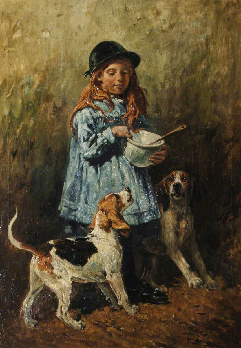 Girl with Two Hounds