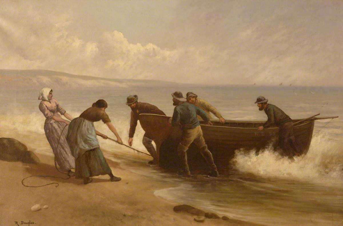 Pulling Rowboat Ashore