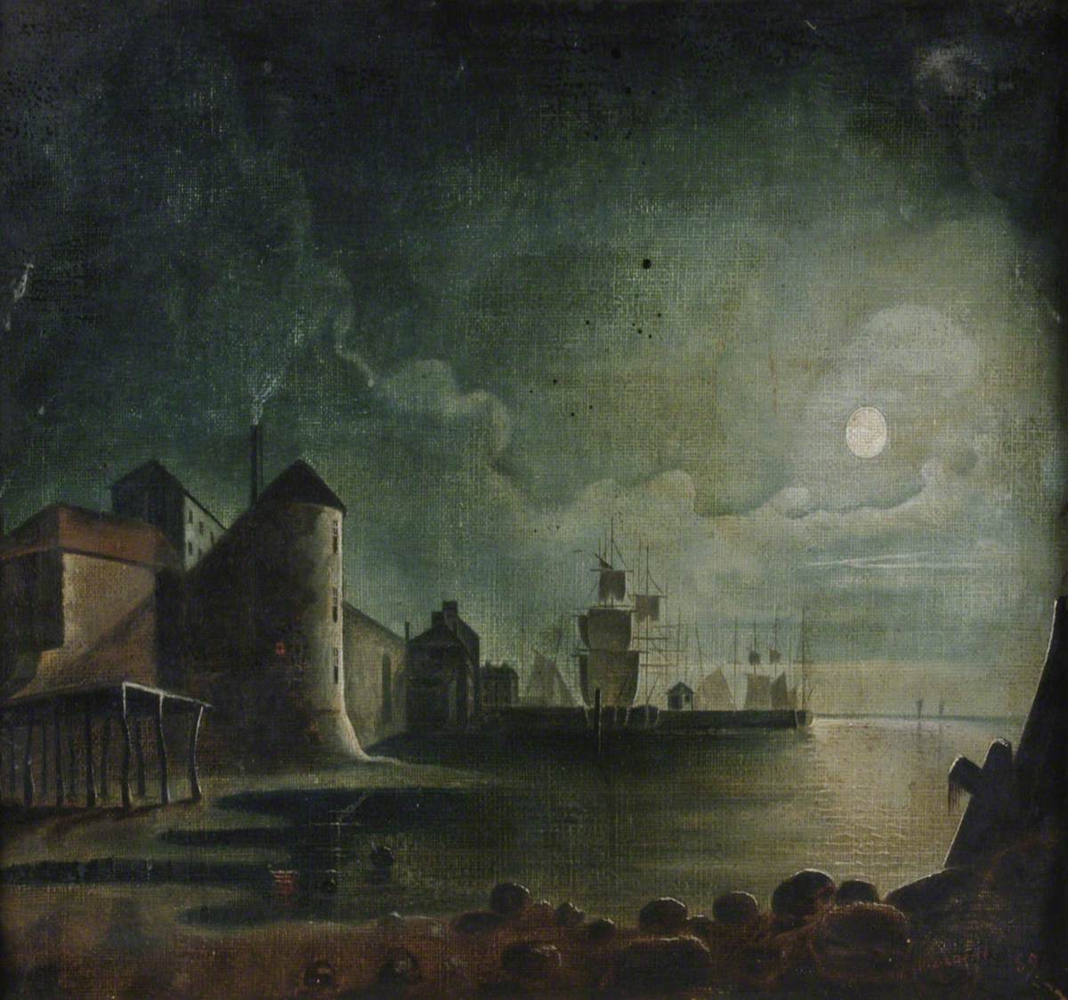 Canute Tower at Town Quay, Southampton by Moonlight