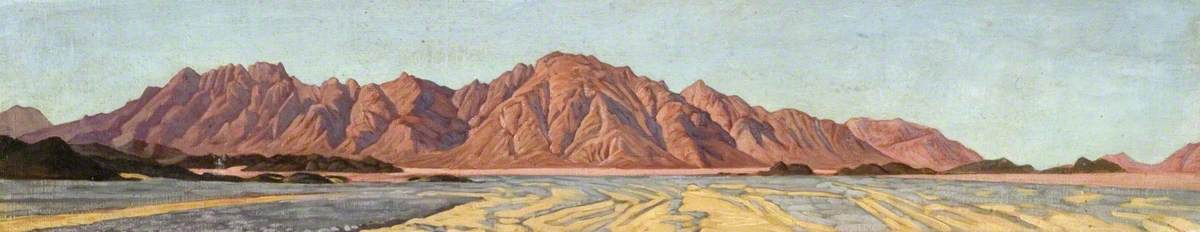 Panoramic View of Mountains Rising from a Desert Floor