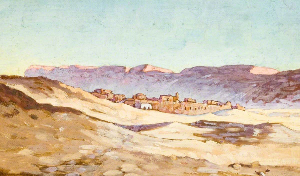 Arab Village with Mountains Beyond
