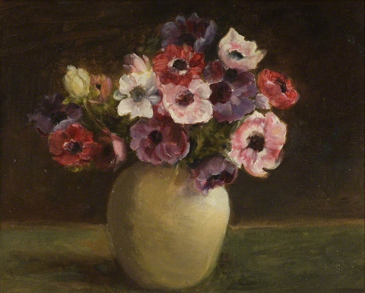 Anemones In A Ceramic Vase Art Uk