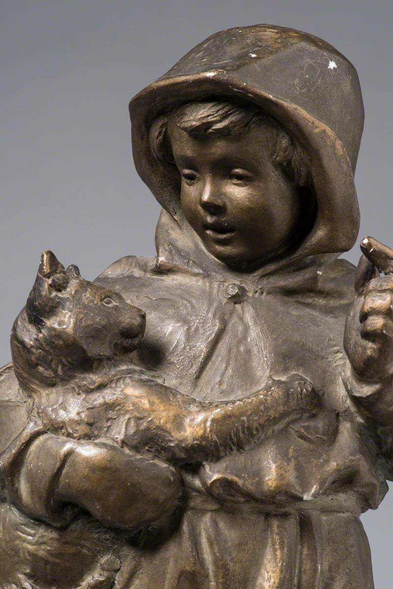 Girl in a Hooded Cloak with a Cat