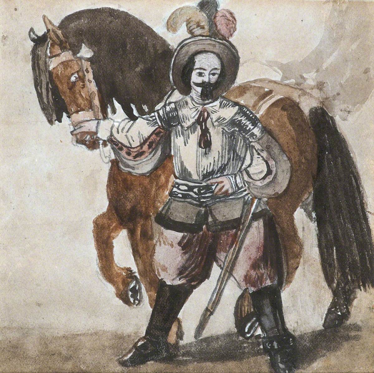 A Cavalier-Like Figure and Horse