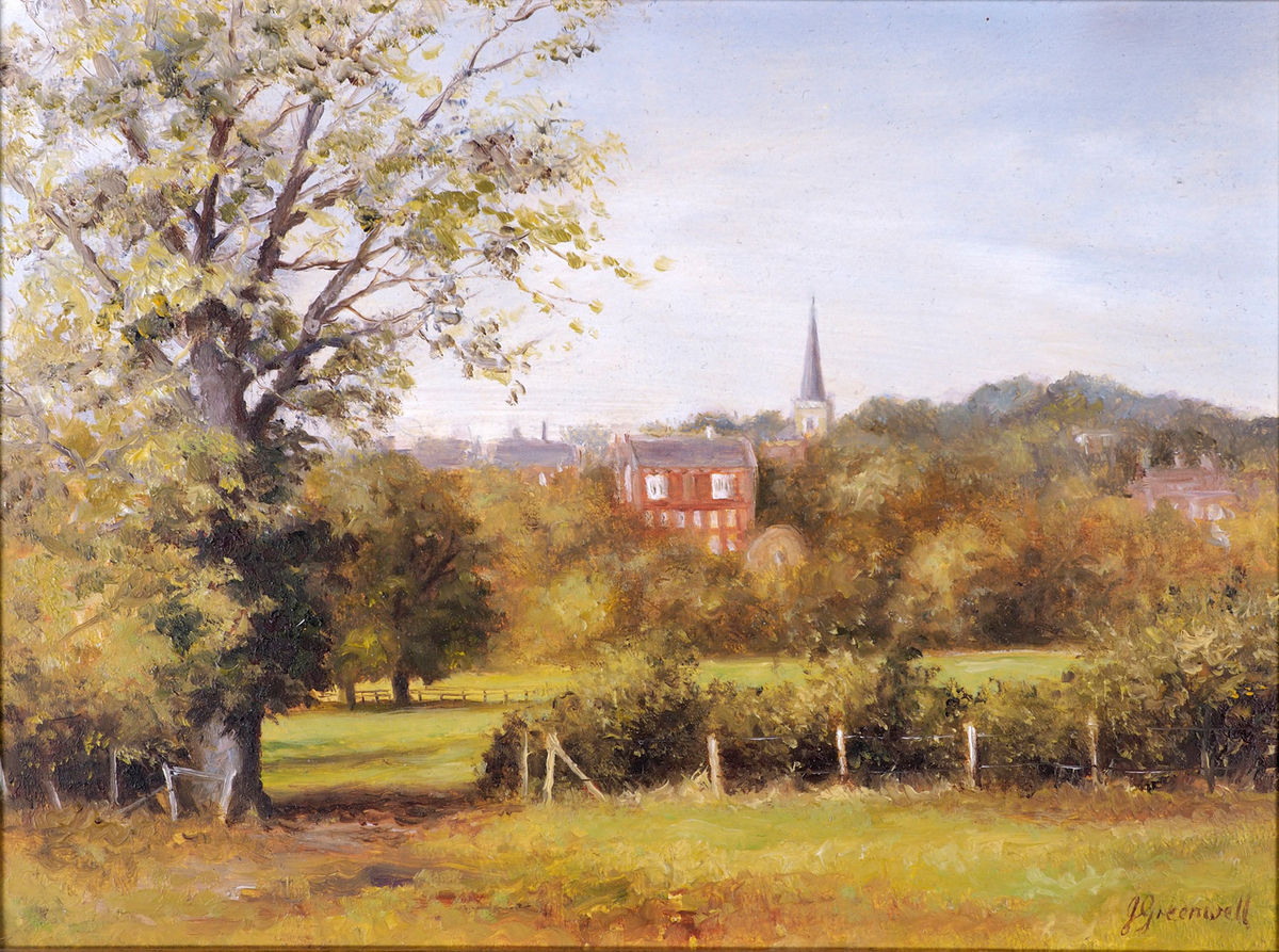 Fields with Church Spire in the Distance