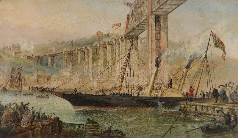 Painting Royal Albert Bridge Saltash British Railways Art Canvas Print