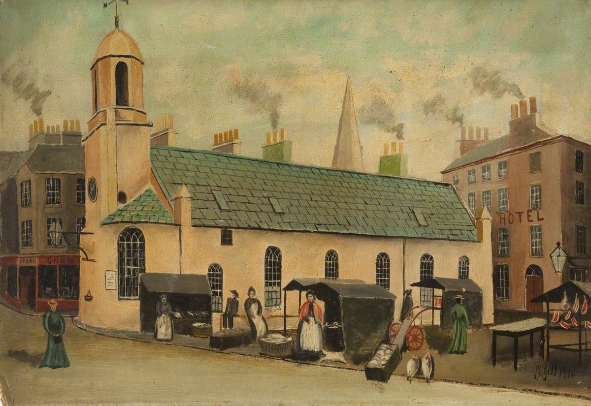 Old St Matthew's Church and Douglas Market Place