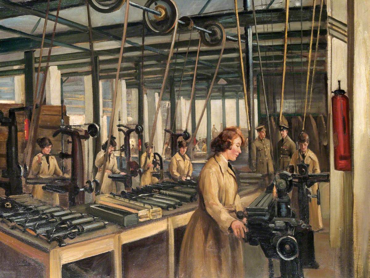 Armament School, Uxbridge: Women's Royal Air Force at Work in Aerial Gun-Testing Shop