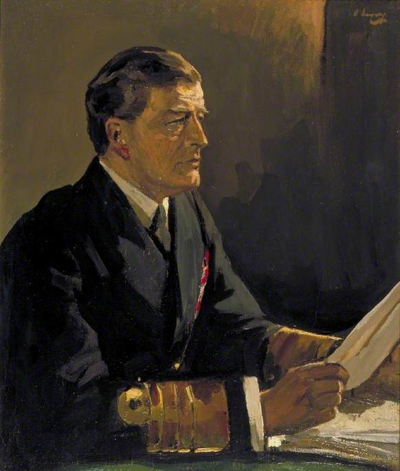Study for 'Admiral Sir David Beatty (1871–1936), GCB, Reading the Terms of the Armistice to the German Delegates; HMS 'Queen Elizabeth', Rosyth, 16 November 1918'