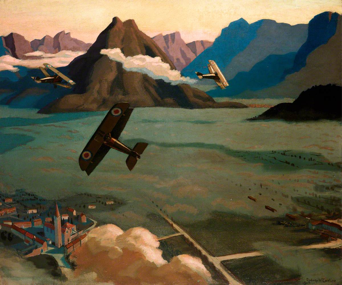 British Scouts Leaving Their Aerodrome On Patrol Over The Asiago 