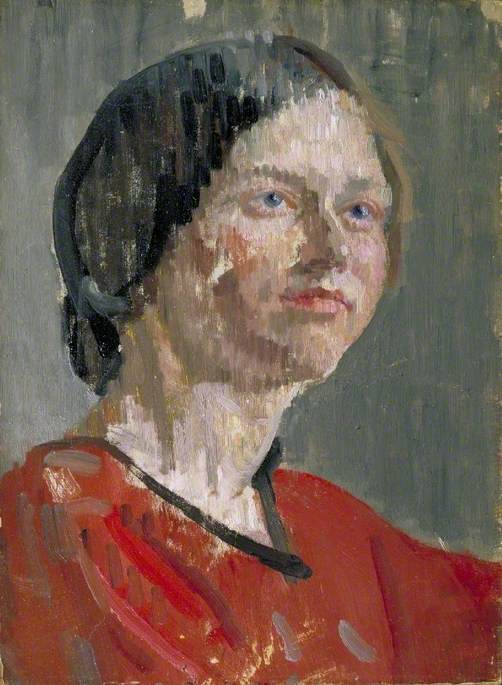 Head of a Woman, 'Grey and Red'