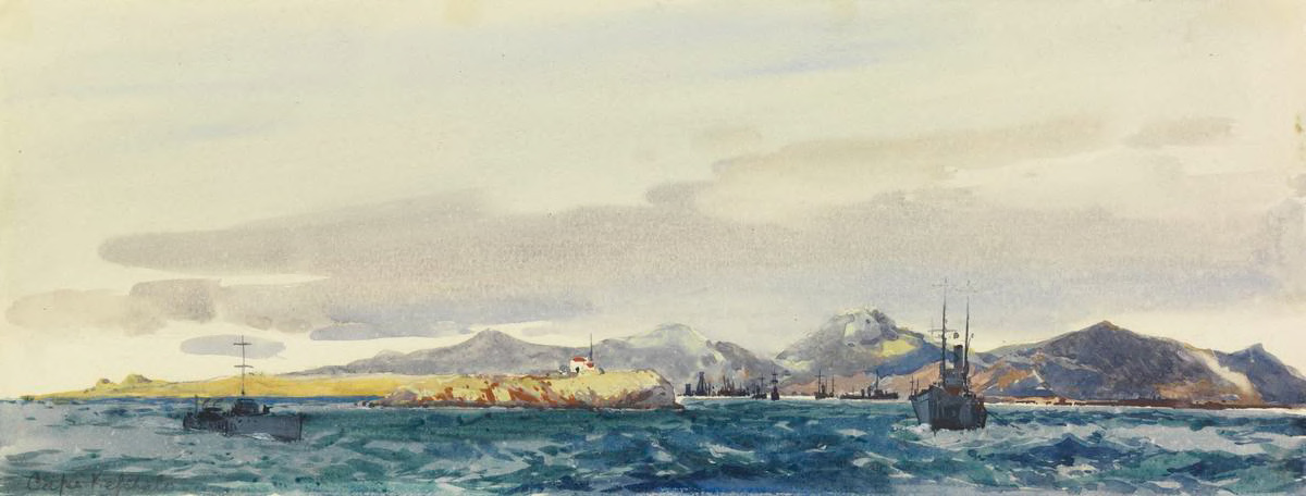 Cape Kephalo, Krusa Bay, Imbros : the base for the fleet operating against the Dardanelles