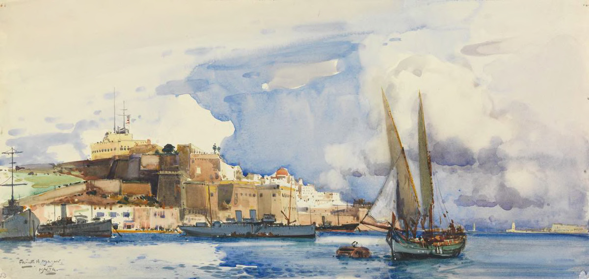 The Fleet Messenger 'Isonzo' at Malta : off the Castile (Signal Station)