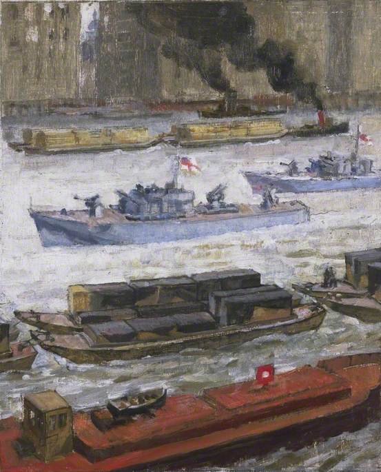 Wartime Traffic on the River Thames: War Supplies at Paul's Wharf