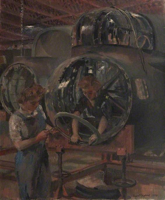 A Nose Section after Repair: Girls Fitting Supports to Take the Bomb Aimer's Window