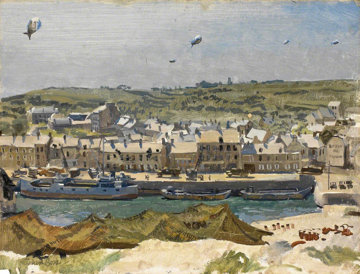 Coasting Vessel And Barges At Port En Bessin Art Uk