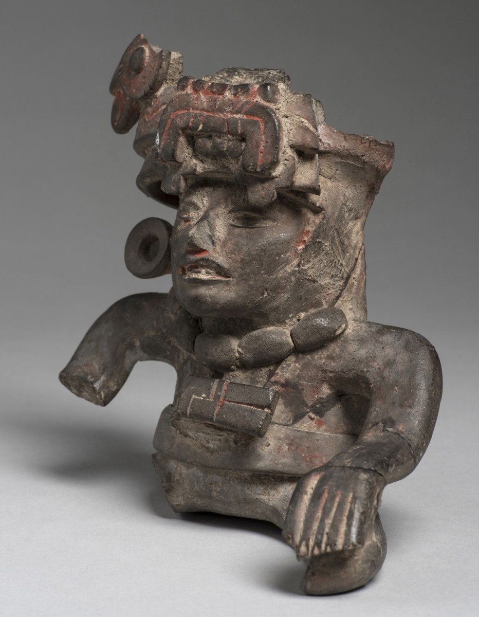 Human Figure with Necklace and Feathered Headdress