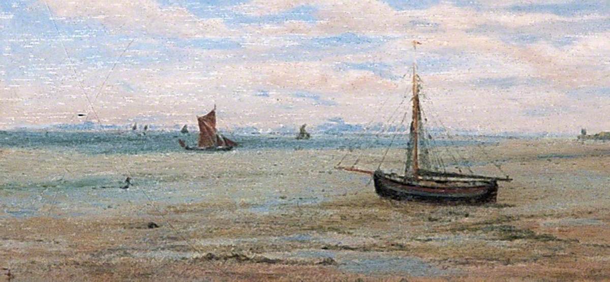 Boats and Barges, Reculver, Kent, in the Distance