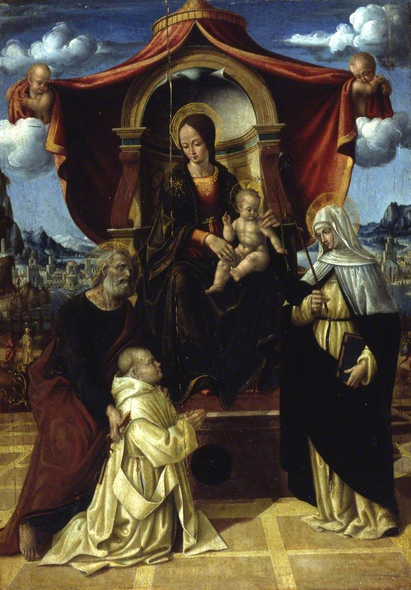 The Madonna and Child Enthroned with Saint Peter and a Carthusian Prior, and Saint Catherine of Siena