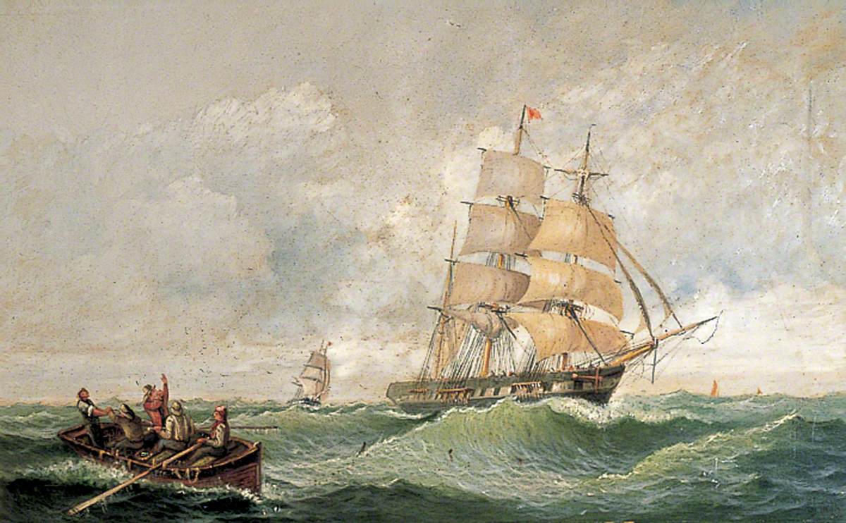 Stormy Sea Scene with Sailing Ships