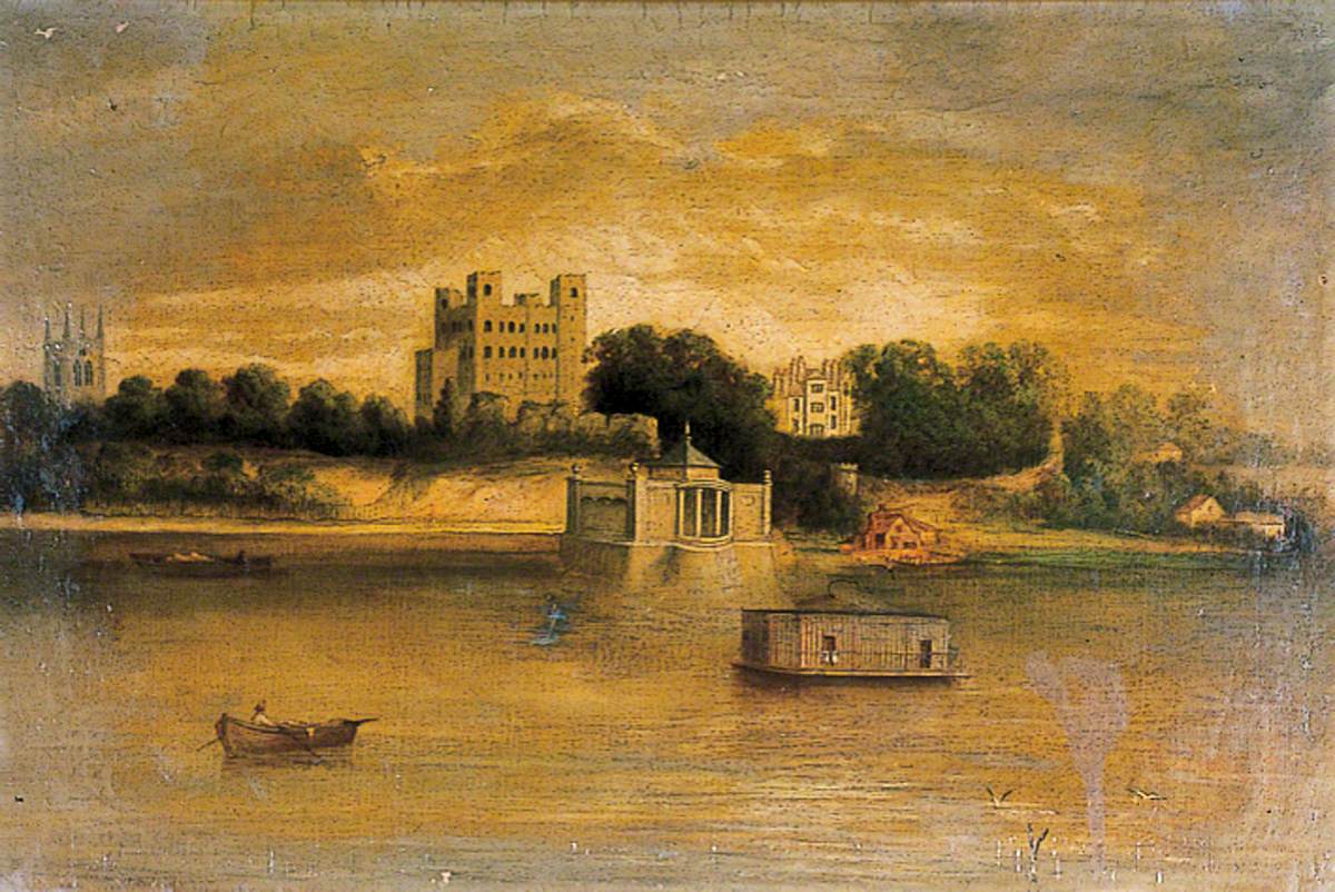 View of Rochester Castle, Kent, and the River Medway