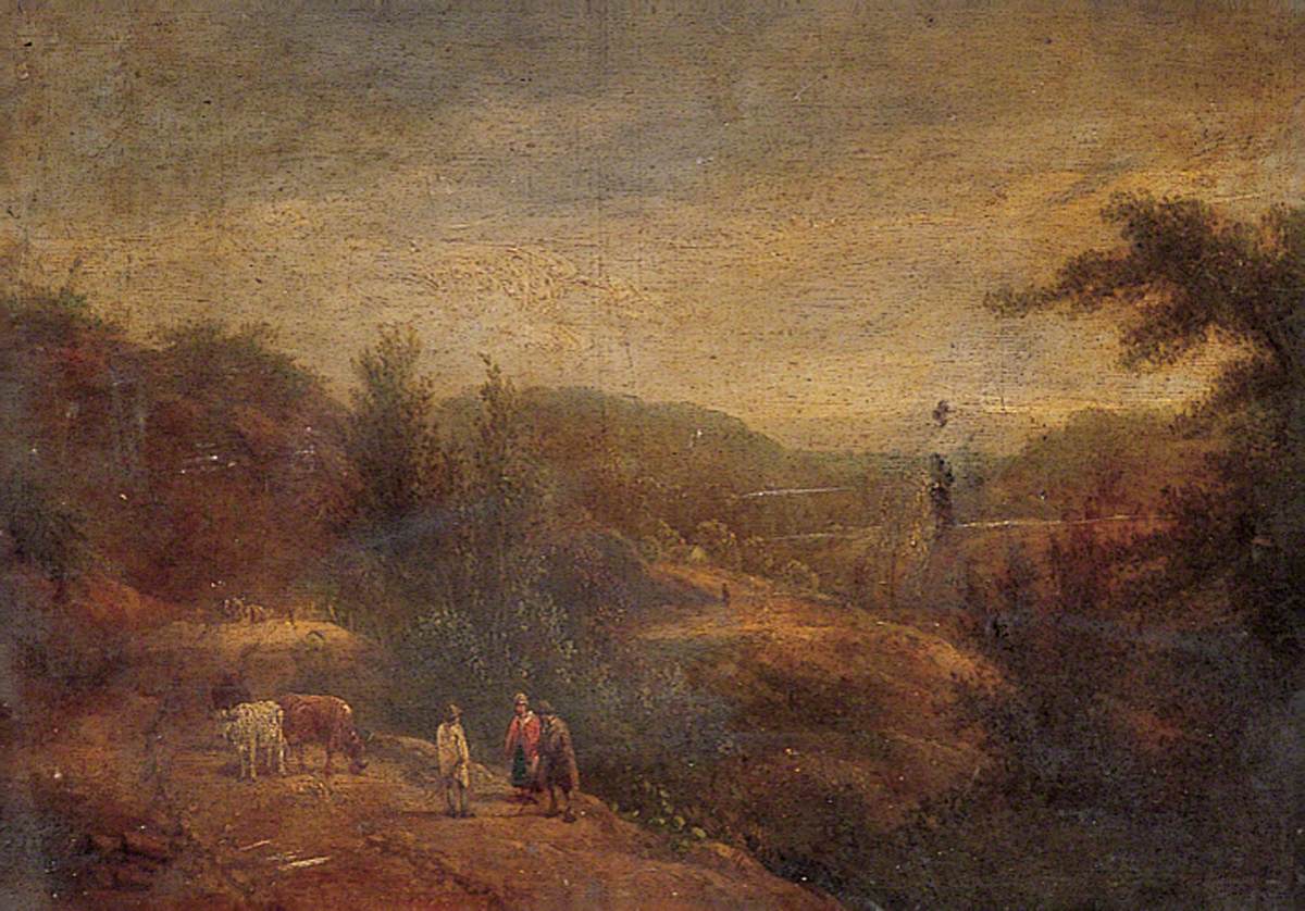 Landscape with Shepherd, Sheep and Cows