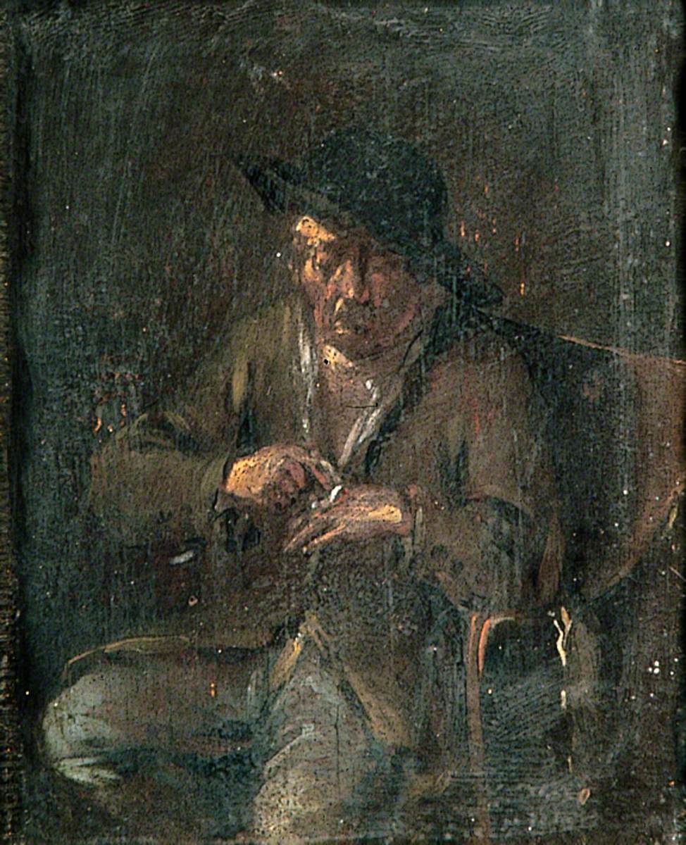 Peasant Sitting to Tend His Injured Hand