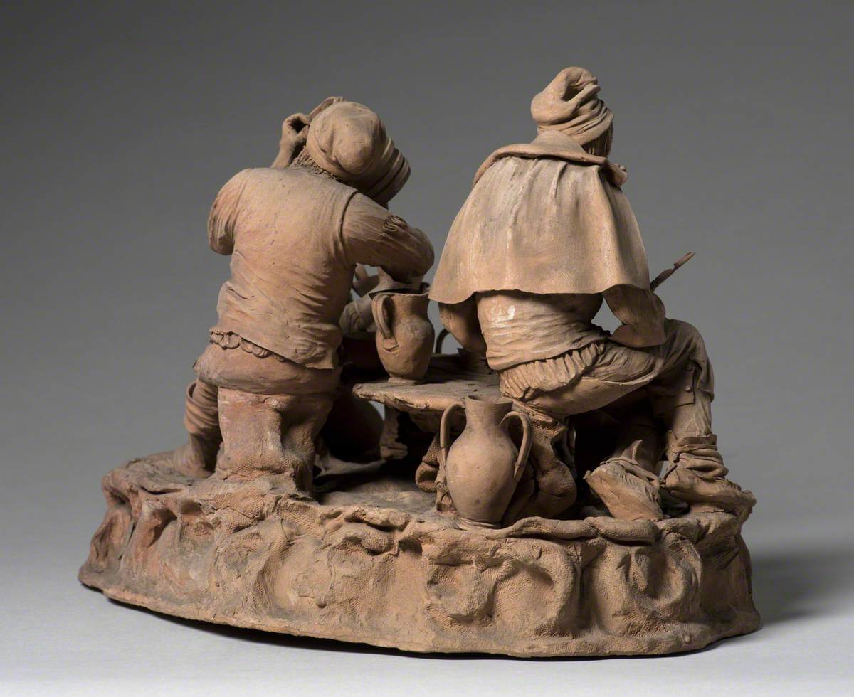 Three Sicilian Peasant Men Eating, with a Dog