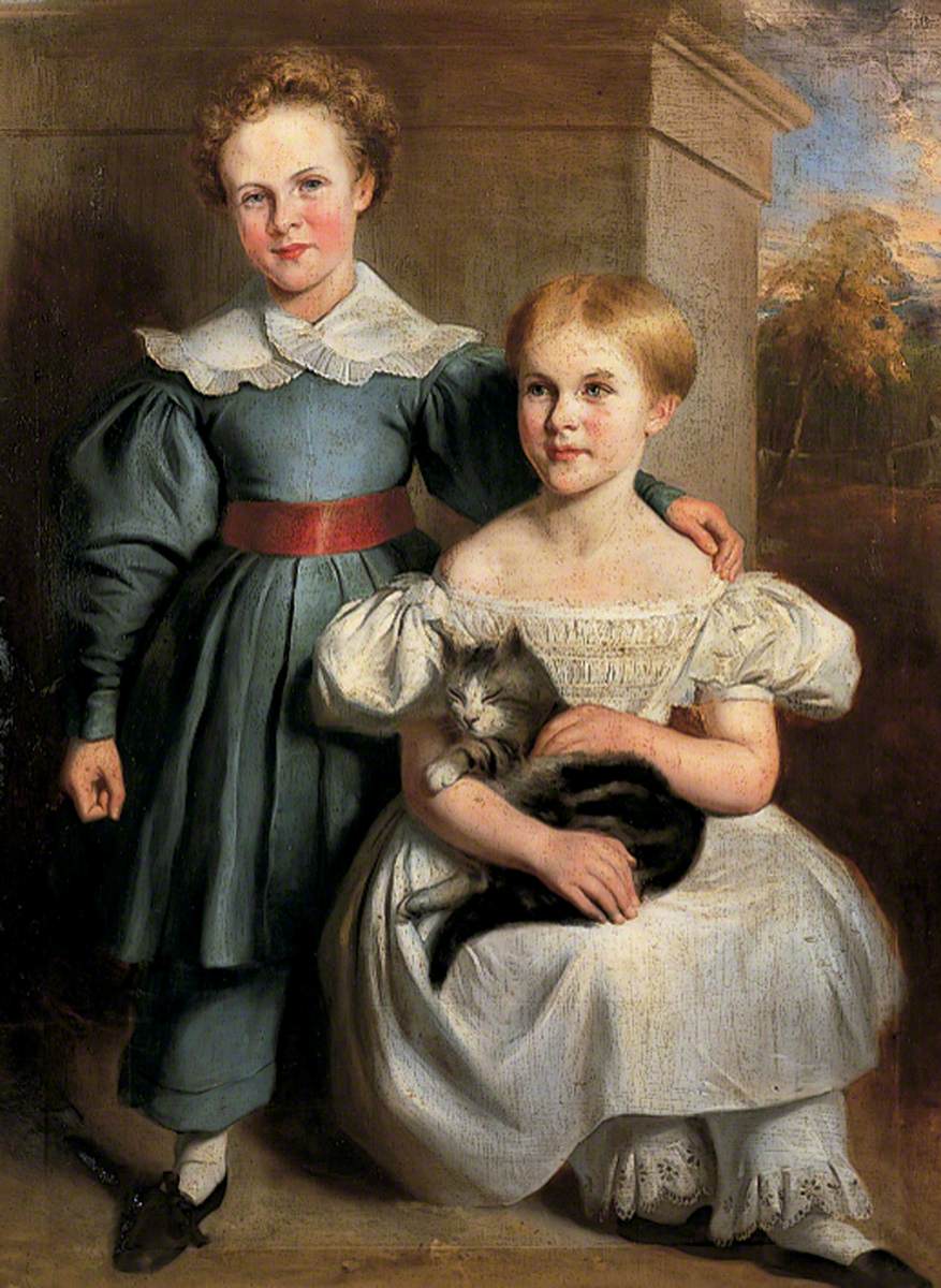 Two Children and a Cat