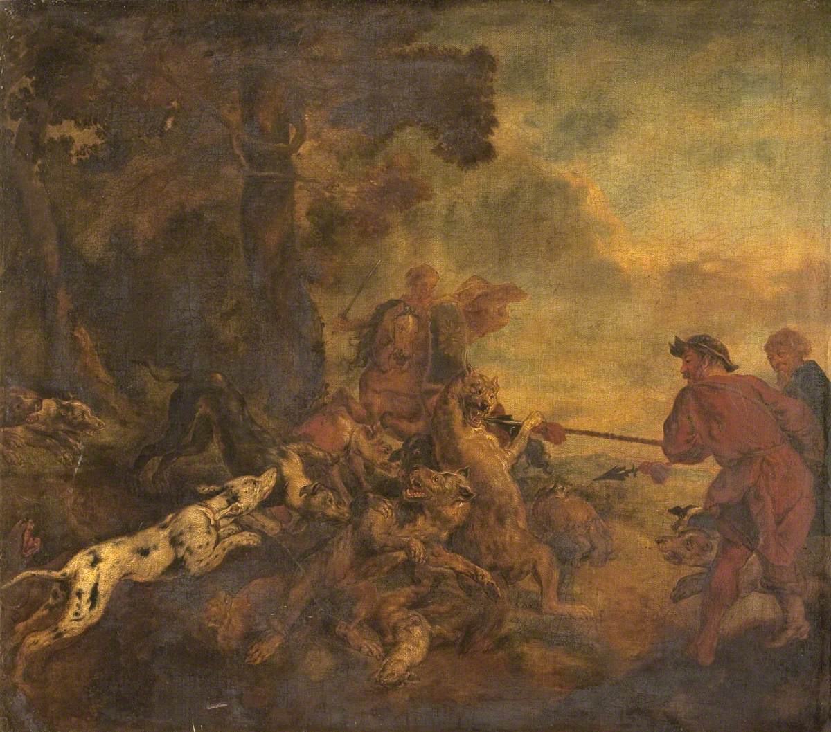Hunting Scene with Hounds and Tigers