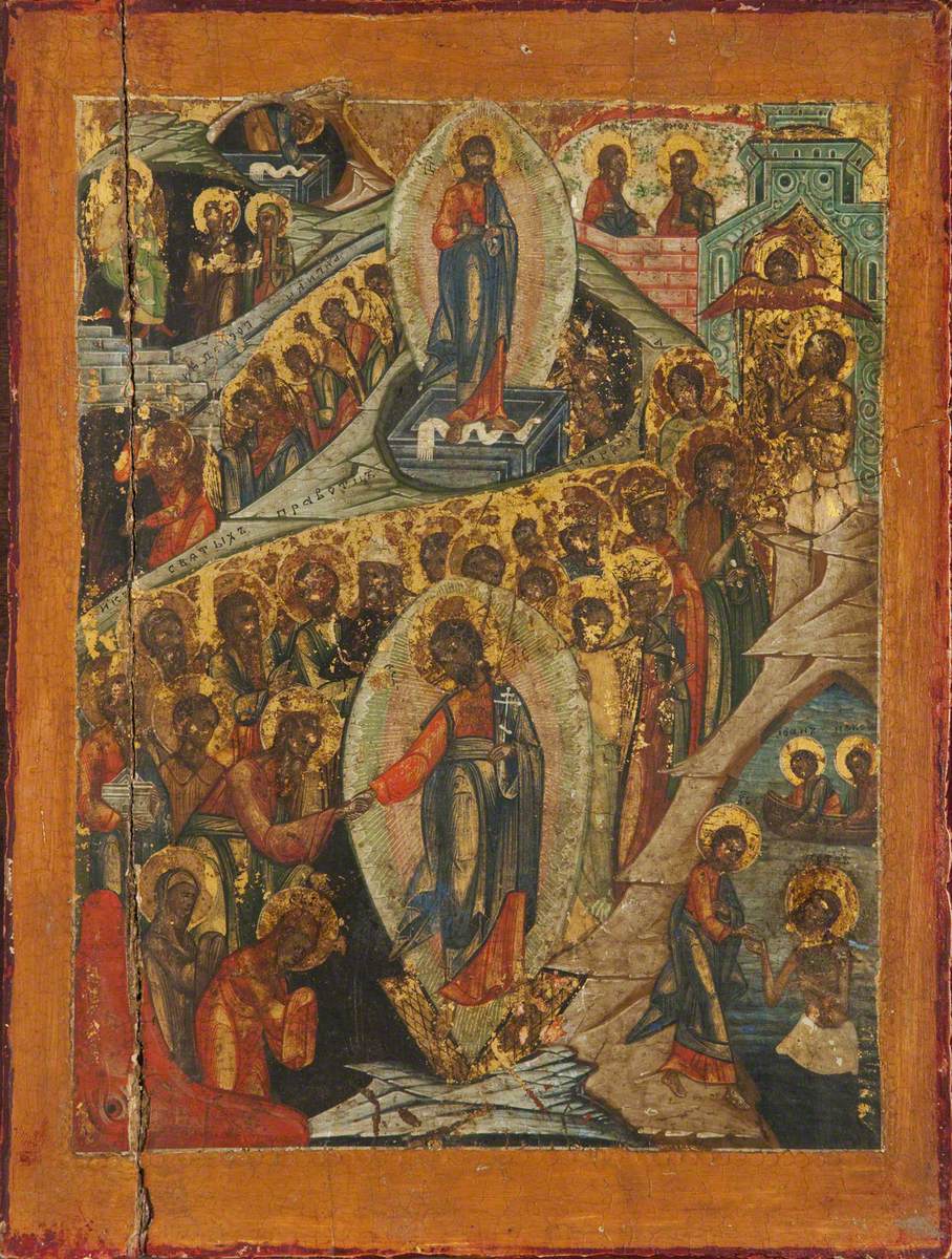 Icon with the Resurrection and the Anastasis (the Descent into Hell)