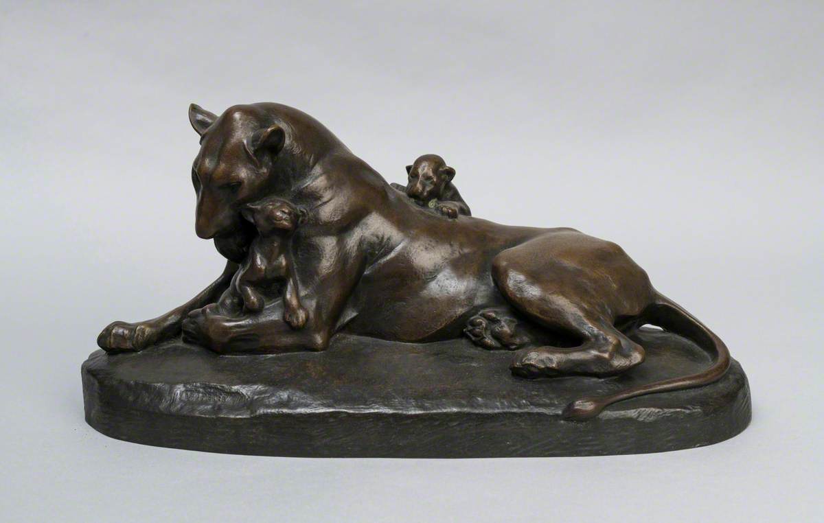 Bronze Group: Lioness and Cubs