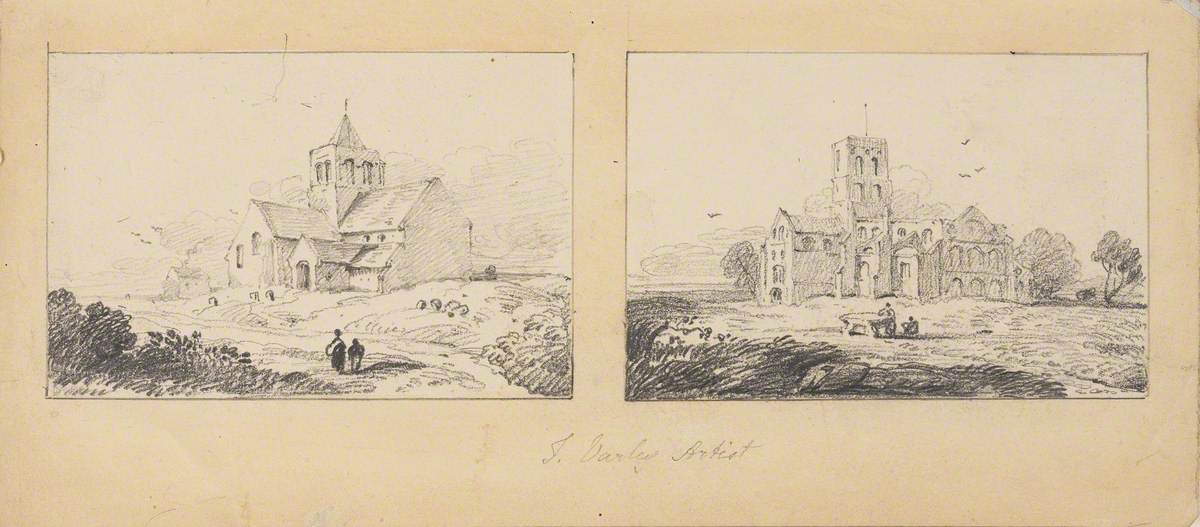 Two Drawings of Churches