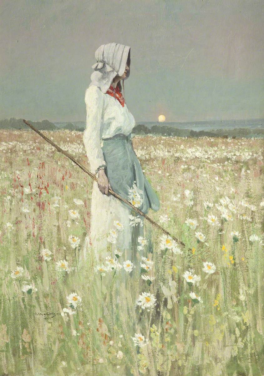 Landscape Girl in a Meadow Art UK