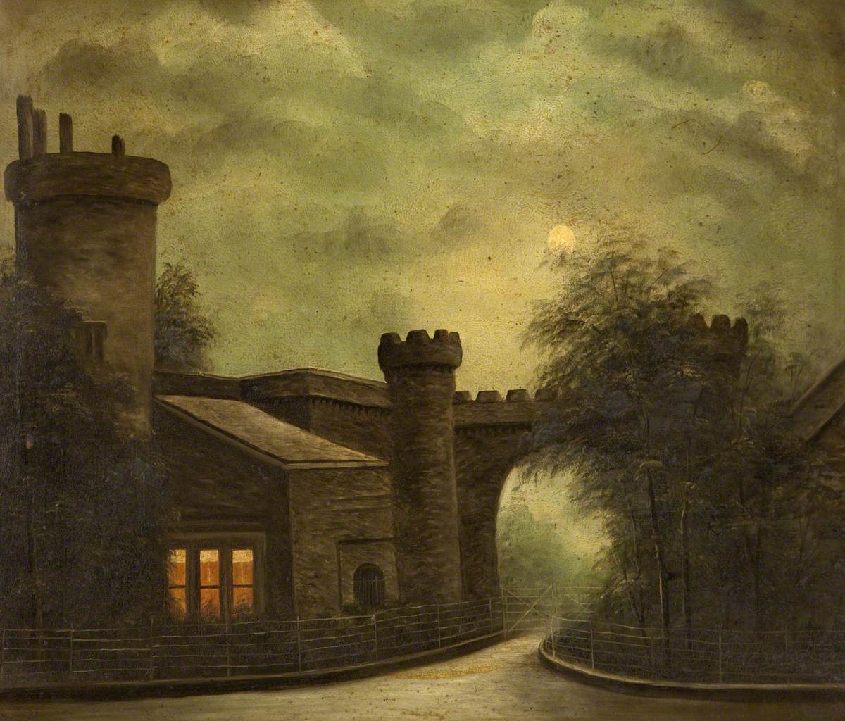 Entrance to Towneley Park, by Moonlight