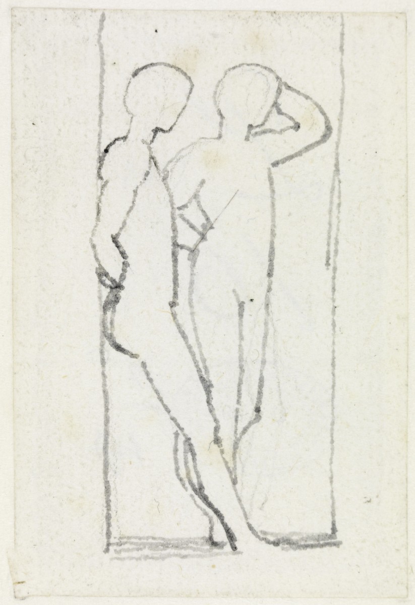 Two Naked Youths Resting Against a Doorway