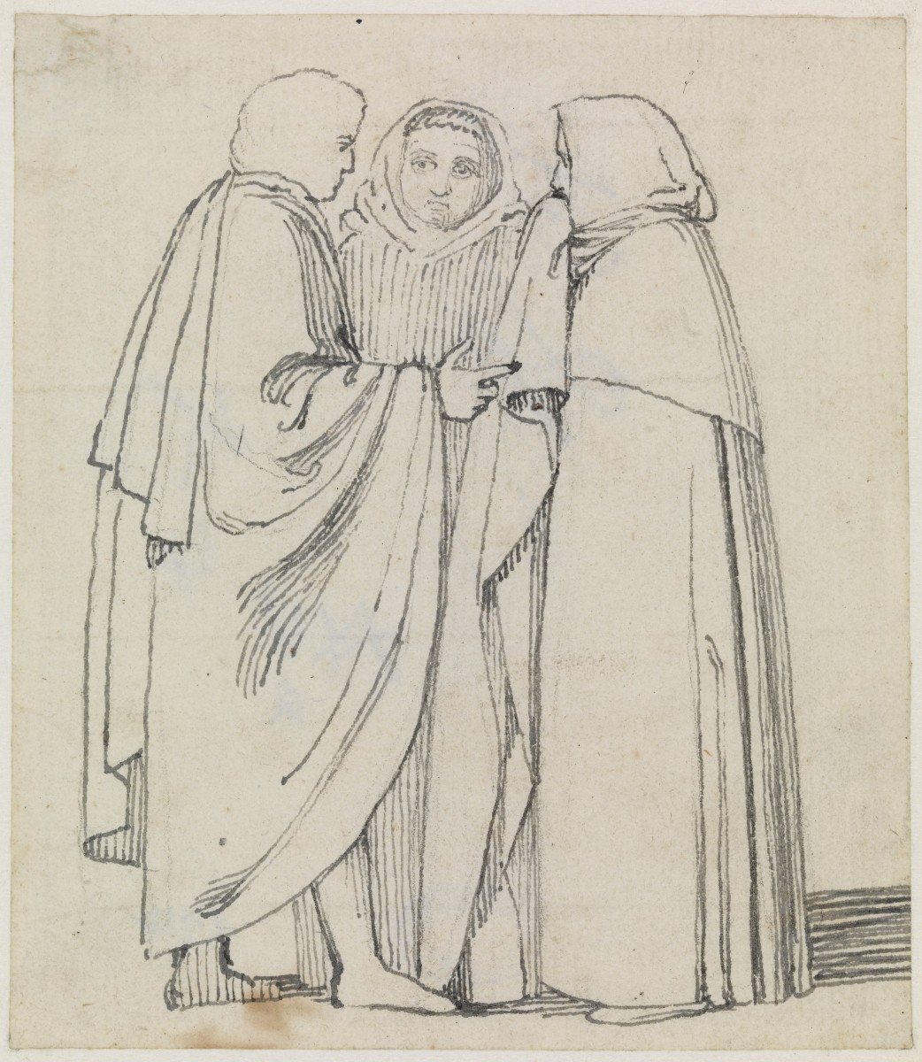 A Group of Three Cloaked Figures
